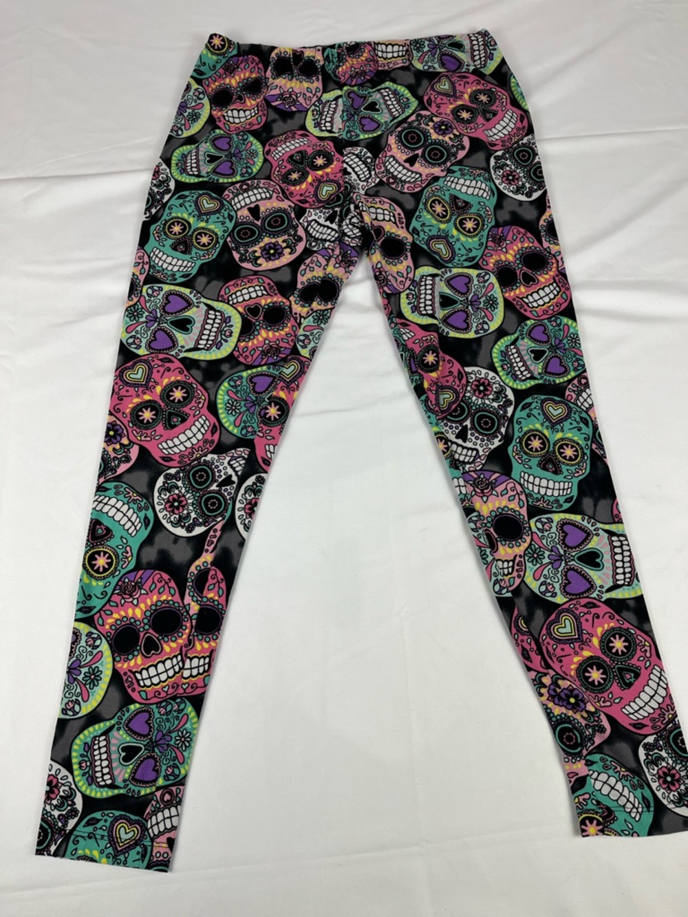 No Boundaries Sugar Skull Leggings Women Size Large Colorful Stretch Pants